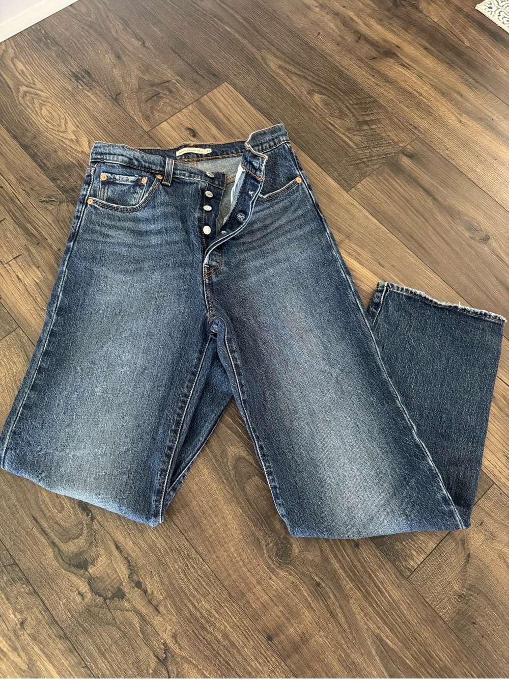Levi's Medium Blue Straight-Leg Button-Fly Jeans
